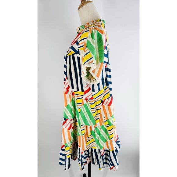 THML Summer Dream Shift Dress Size Large Lined Cotton Baby Doll Fringe Sleeves - Picture 3 of 9